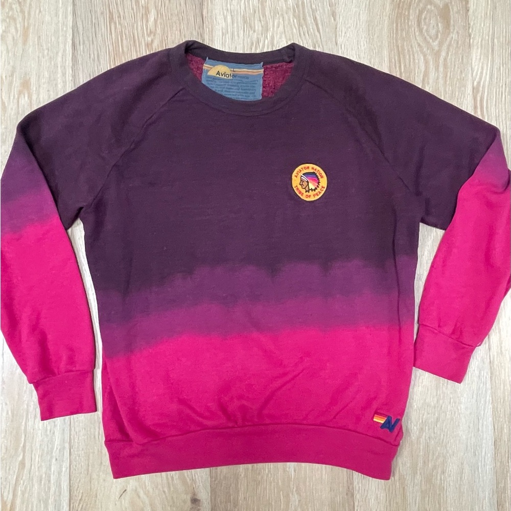 Aviator Nation unisex Purple and Pink ombre Sweatshirt size large